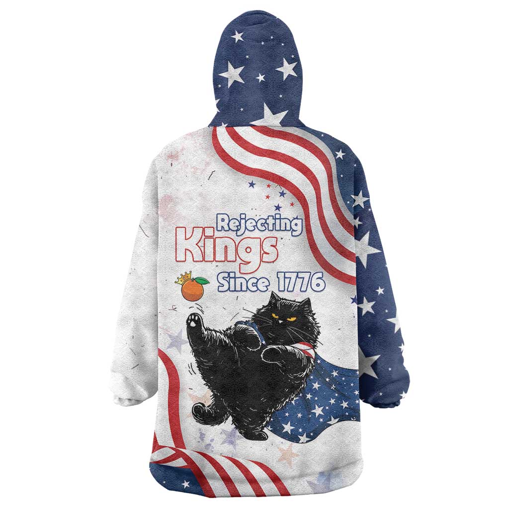 Funny Cat No Kings Wearable Blanket Hoodie Rejecting Kings Since 1776 - Wonder Print Shop