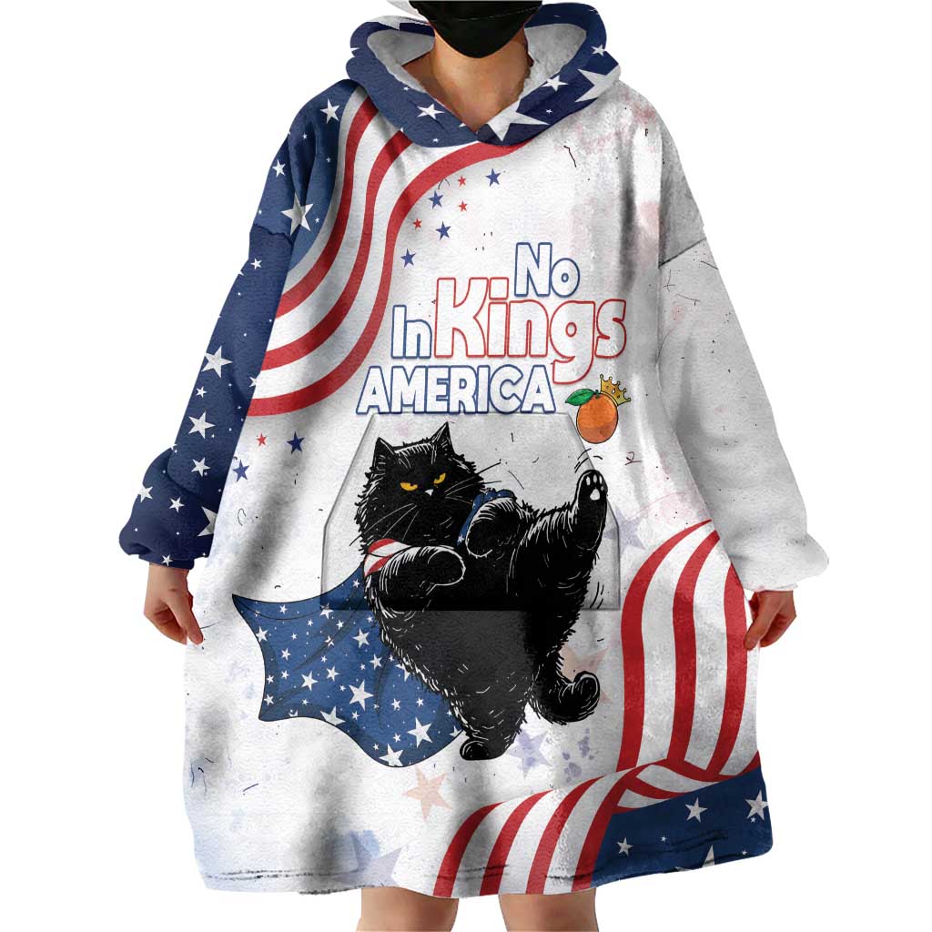 Funny Cat No Kings Wearable Blanket Hoodie Rejecting Kings Since 1776 - Wonder Print Shop