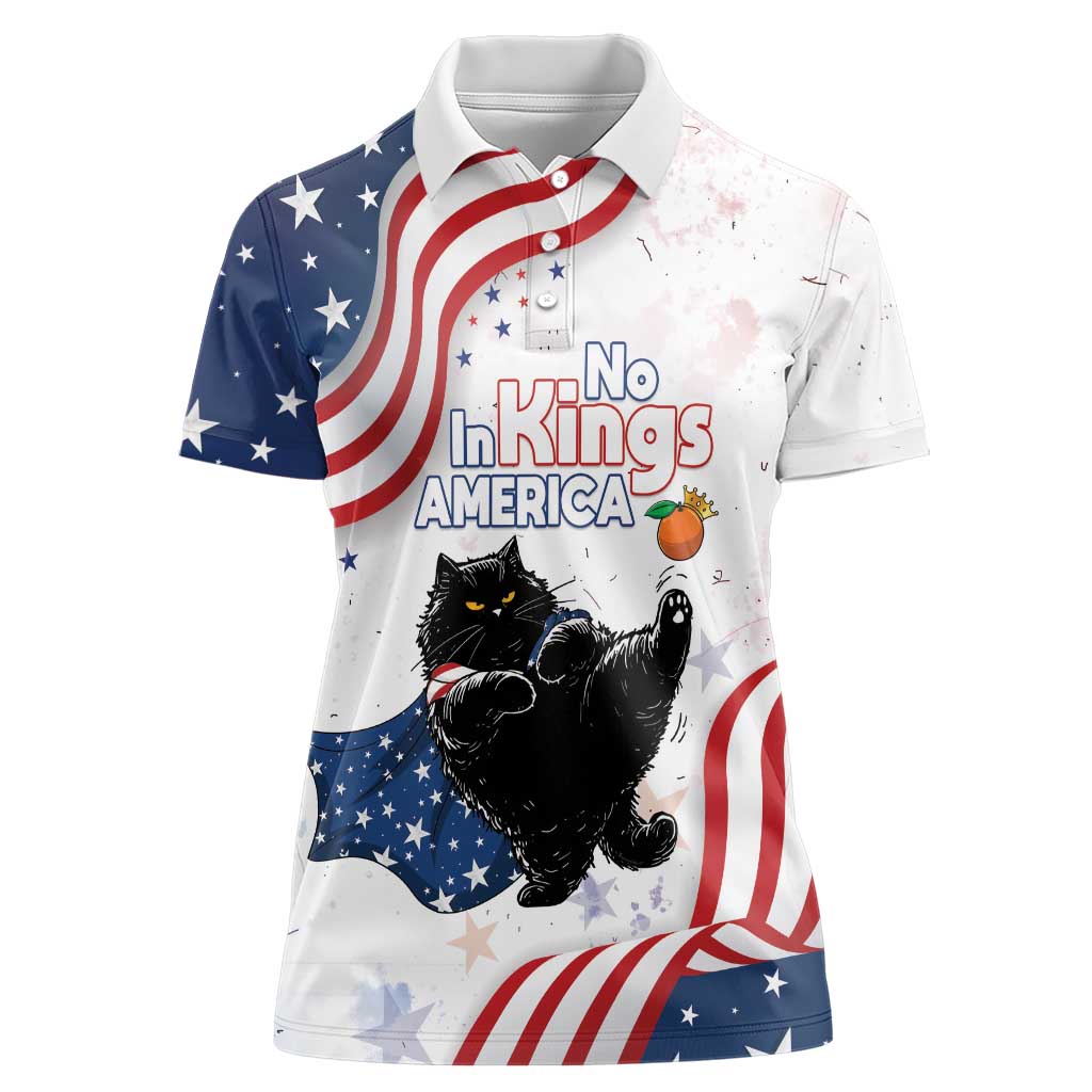 Funny Cat No Kings Women Polo Shirt Rejecting Kings Since 1776 - Wonder Print Shop