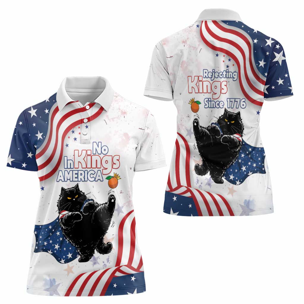 Funny Cat No Kings Women Polo Shirt Rejecting Kings Since 1776 - Wonder Print Shop
