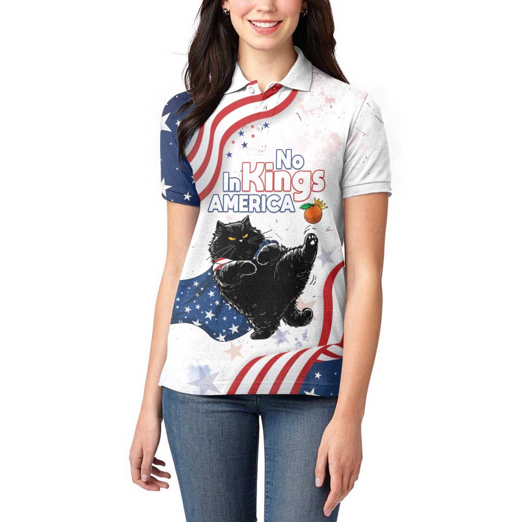 Funny Cat No Kings Women Polo Shirt Rejecting Kings Since 1776 - Wonder Print Shop