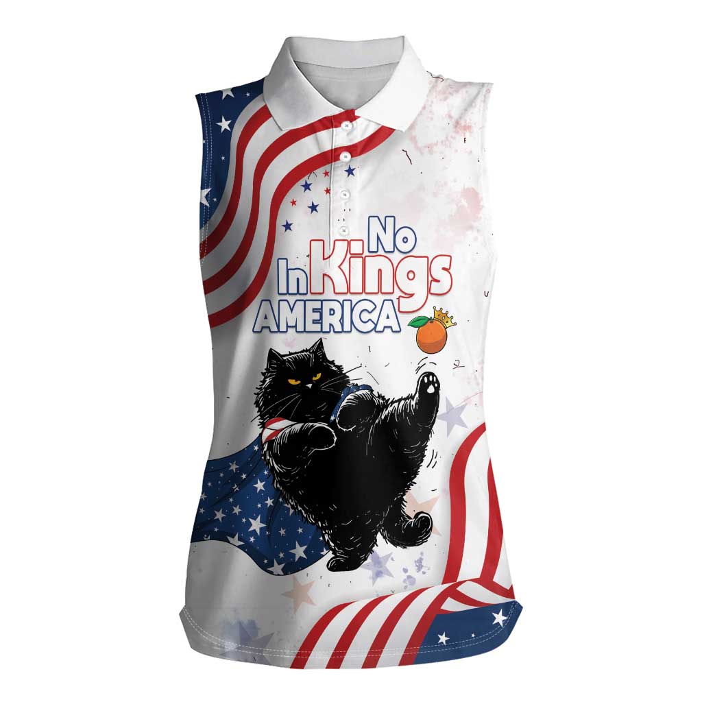 Funny Cat No Kings Women Sleeveless Polo Shirt Rejecting Kings Since 1776 - Wonder Print Shop