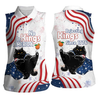 Funny Cat No Kings Women Sleeveless Polo Shirt Rejecting Kings Since 1776 - Wonder Print Shop