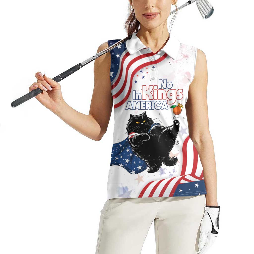 Funny Cat No Kings Women Sleeveless Polo Shirt Rejecting Kings Since 1776 - Wonder Print Shop