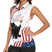 Funny Cat No Kings Women Sleeveless Polo Shirt Rejecting Kings Since 1776 - Wonder Print Shop