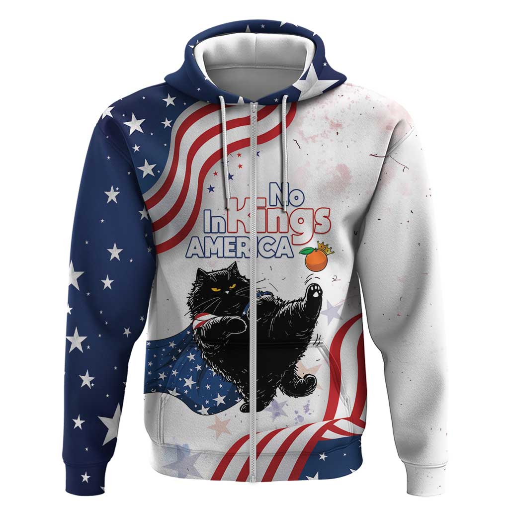 Funny Cat No Kings Zip Hoodie Rejecting Kings Since 1776 - Wonder Print Shop