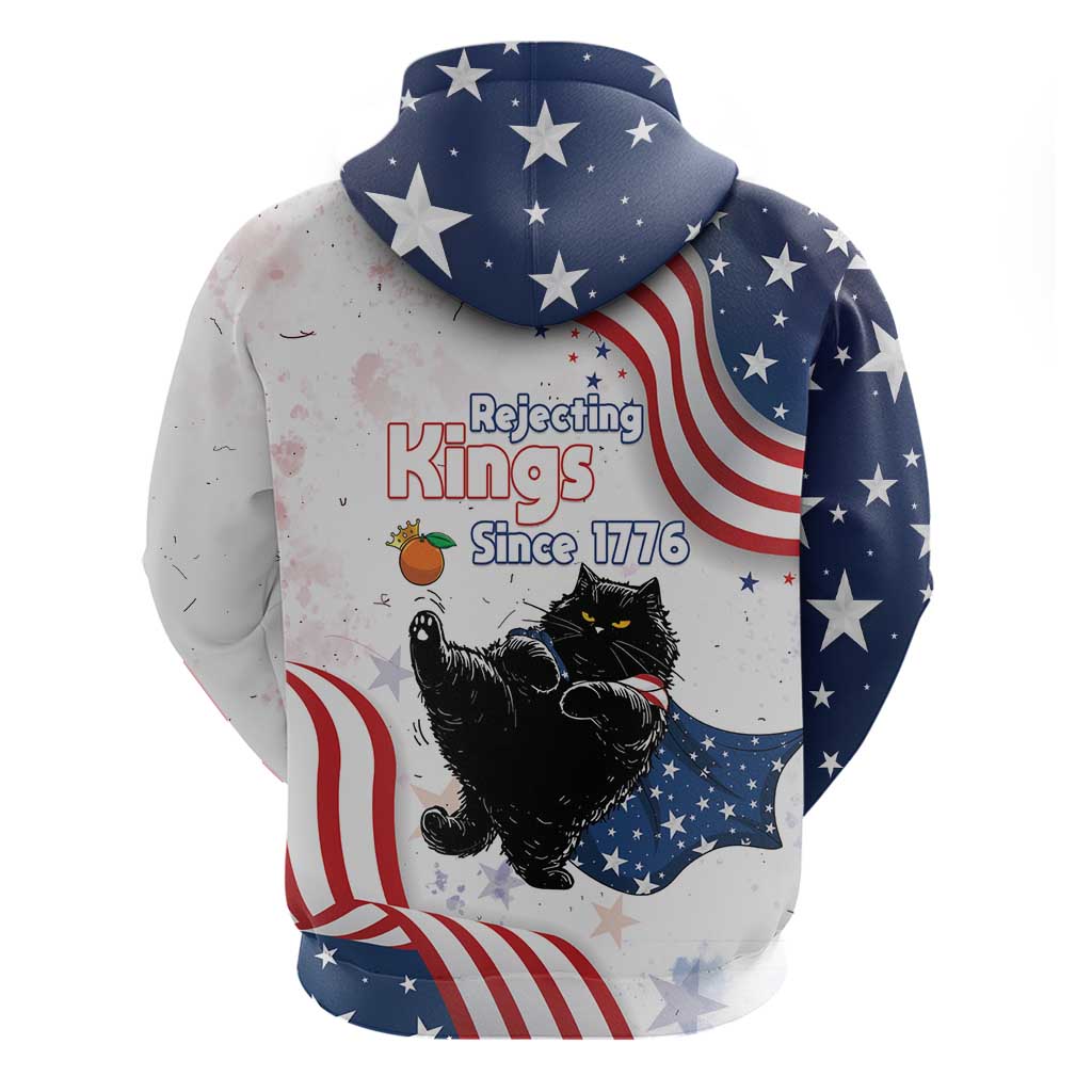 Funny Cat No Kings Zip Hoodie Rejecting Kings Since 1776 - Wonder Print Shop