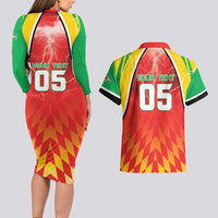 Custom Guyana Cricket Couples Matching Long Sleeve Bodycon Dress and Hawaiian Shirt Amazon Warriors Glorious Victory - Wonder Print Shop
