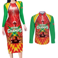 Custom Guyana Cricket Couples Matching Long Sleeve Bodycon Dress and Long Sleeve Button Shirt Amazon Warriors Glorious Victory - Wonder Print Shop
