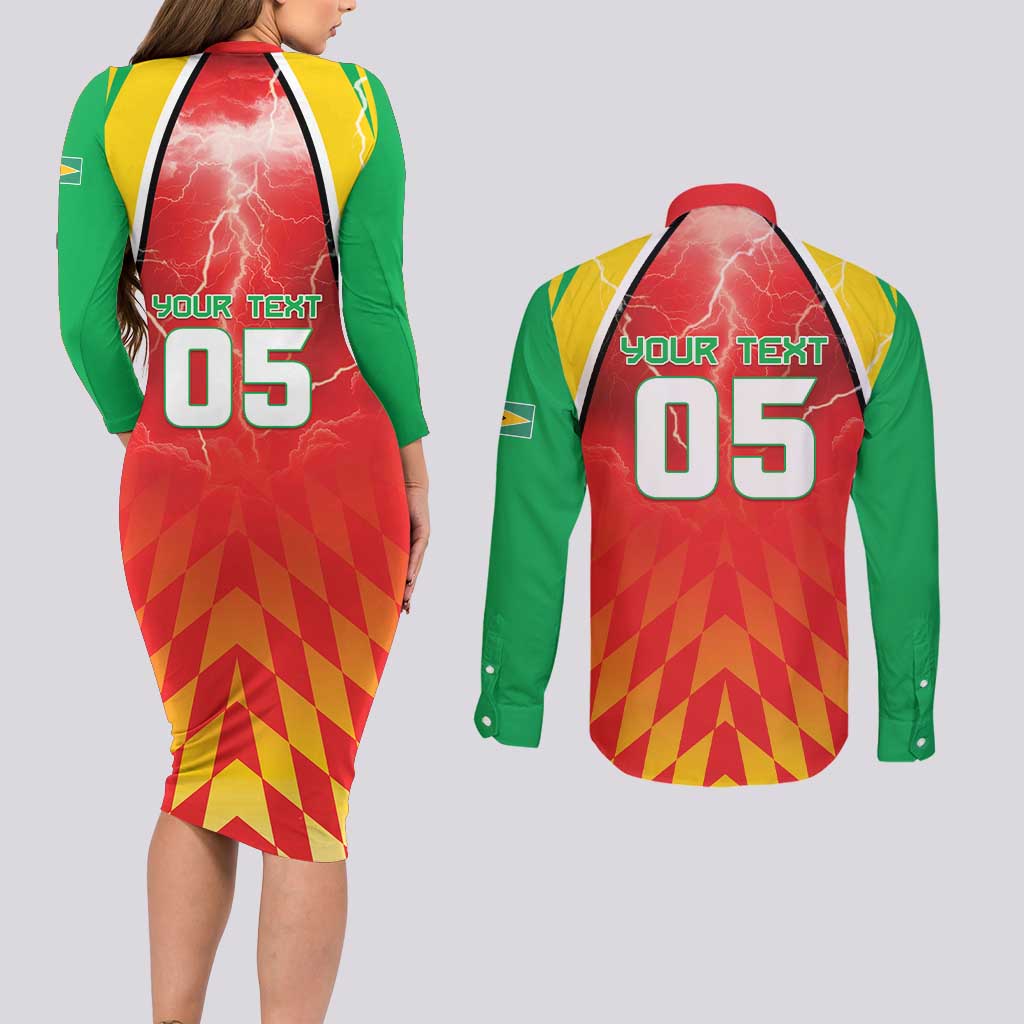 Custom Guyana Cricket Couples Matching Long Sleeve Bodycon Dress and Long Sleeve Button Shirt Amazon Warriors Glorious Victory - Wonder Print Shop