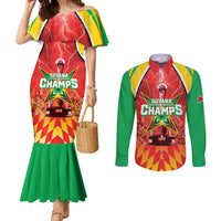 Custom Guyana Cricket Couples Matching Mermaid Dress and Long Sleeve Button Shirt Amazon Warriors Glorious Victory - Wonder Print Shop