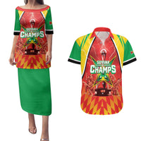 Custom Guyana Cricket Couples Matching Puletasi and Hawaiian Shirt Amazon Warriors Glorious Victory - Wonder Print Shop