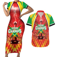 Custom Guyana Cricket Couples Matching Short Sleeve Bodycon Dress and Hawaiian Shirt Amazon Warriors Glorious Victory - Wonder Print Shop