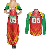 Custom Guyana Cricket Couples Matching Summer Maxi Dress and Long Sleeve Button Shirt Amazon Warriors Glorious Victory - Wonder Print Shop