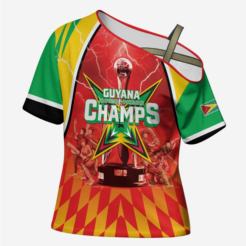 Custom Guyana Cricket Cross Shoulder Shirt Amazon Warriors Glorious Victory - Wonder Print Shop