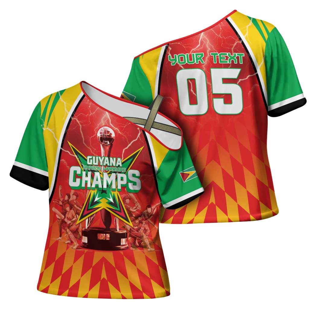 Custom Guyana Cricket Cross Shoulder Shirt Amazon Warriors Glorious Victory - Wonder Print Shop