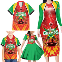 Custom Guyana Cricket Family Matching Long Sleeve Bodycon Dress and Hawaiian Shirt Amazon Warriors Glorious Victory - Wonder Print Shop