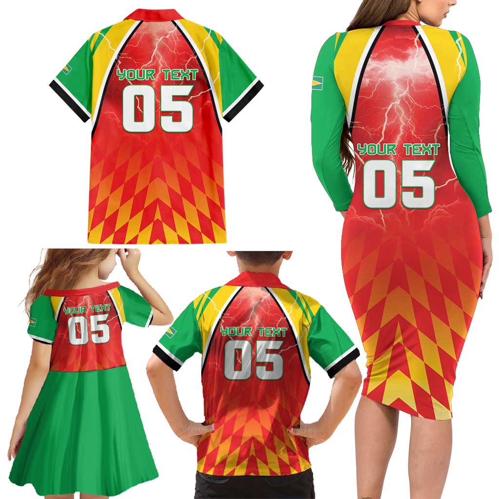 Custom Guyana Cricket Family Matching Long Sleeve Bodycon Dress and Hawaiian Shirt Amazon Warriors Glorious Victory - Wonder Print Shop