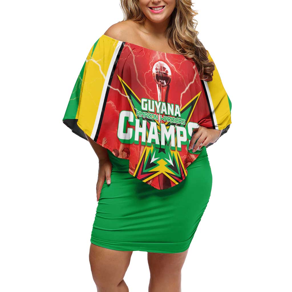 Custom Guyana Cricket Family Matching Off Shoulder Short Dress and Hawaiian Shirt Amazon Warriors Glorious Victory - Wonder Print Shop