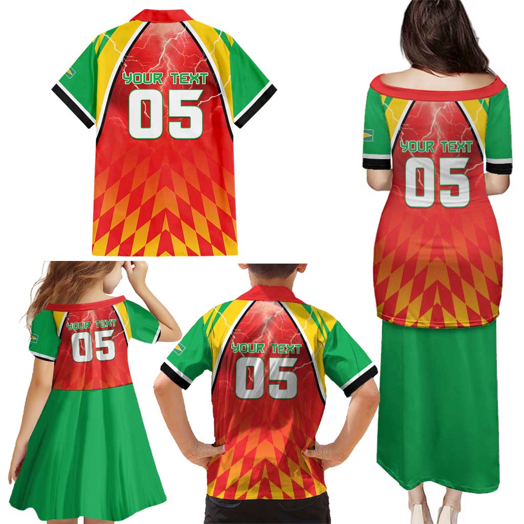 Custom Guyana Cricket Family Matching Puletasi and Hawaiian Shirt Amazon Warriors Glorious Victory - Wonder Print Shop