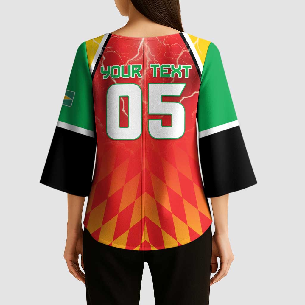 Custom Guyana Cricket Kimono Sleeve Blouse Amazon Warriors Glorious Victory - Wonder Print Shop