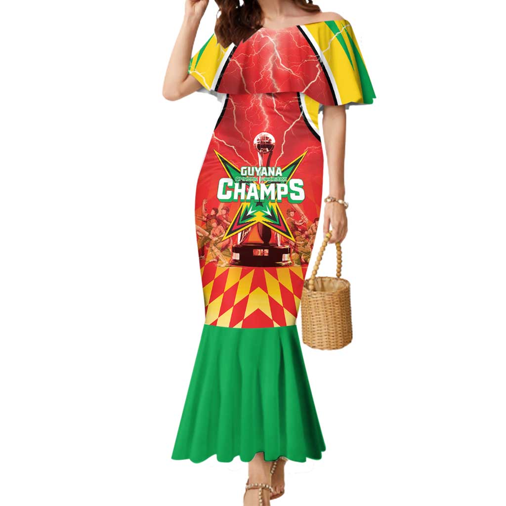 Custom Guyana Cricket Mermaid Dress Amazon Warriors Glorious Victory - Wonder Print Shop