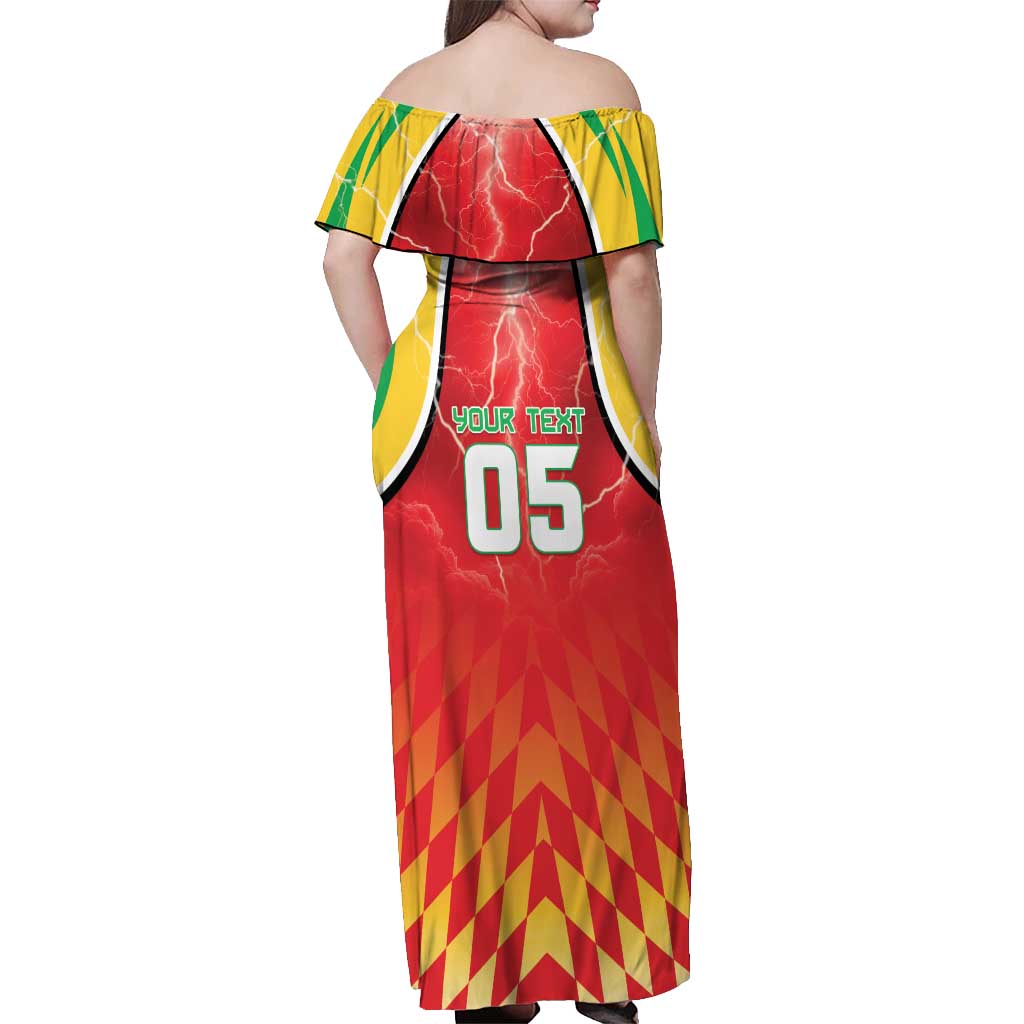 Custom Guyana Cricket Off Shoulder Maxi Dress Amazon Warriors Glorious Victory - Wonder Print Shop