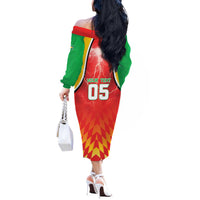 Custom Guyana Cricket Off The Shoulder Long Sleeve Dress Amazon Warriors Glorious Victory - Wonder Print Shop