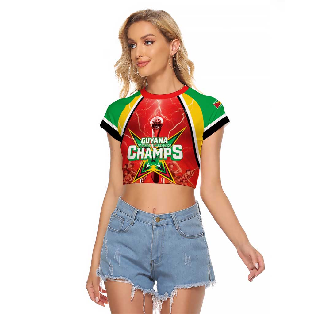 Custom Guyana Cricket Raglan Cropped T Shirt Amazon Warriors Glorious Victory - Wonder Print Shop