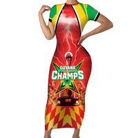 Custom Guyana Cricket Short Sleeve Bodycon Dress Amazon Warriors Glorious Victory - Wonder Print Shop