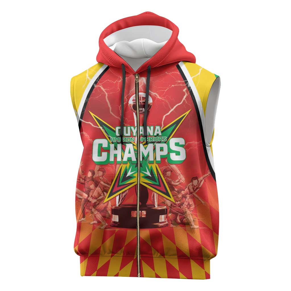 Custom Guyana Cricket Sleeveless Zip Hoodie Amazon Warriors Glorious Victory - Wonder Print Shop