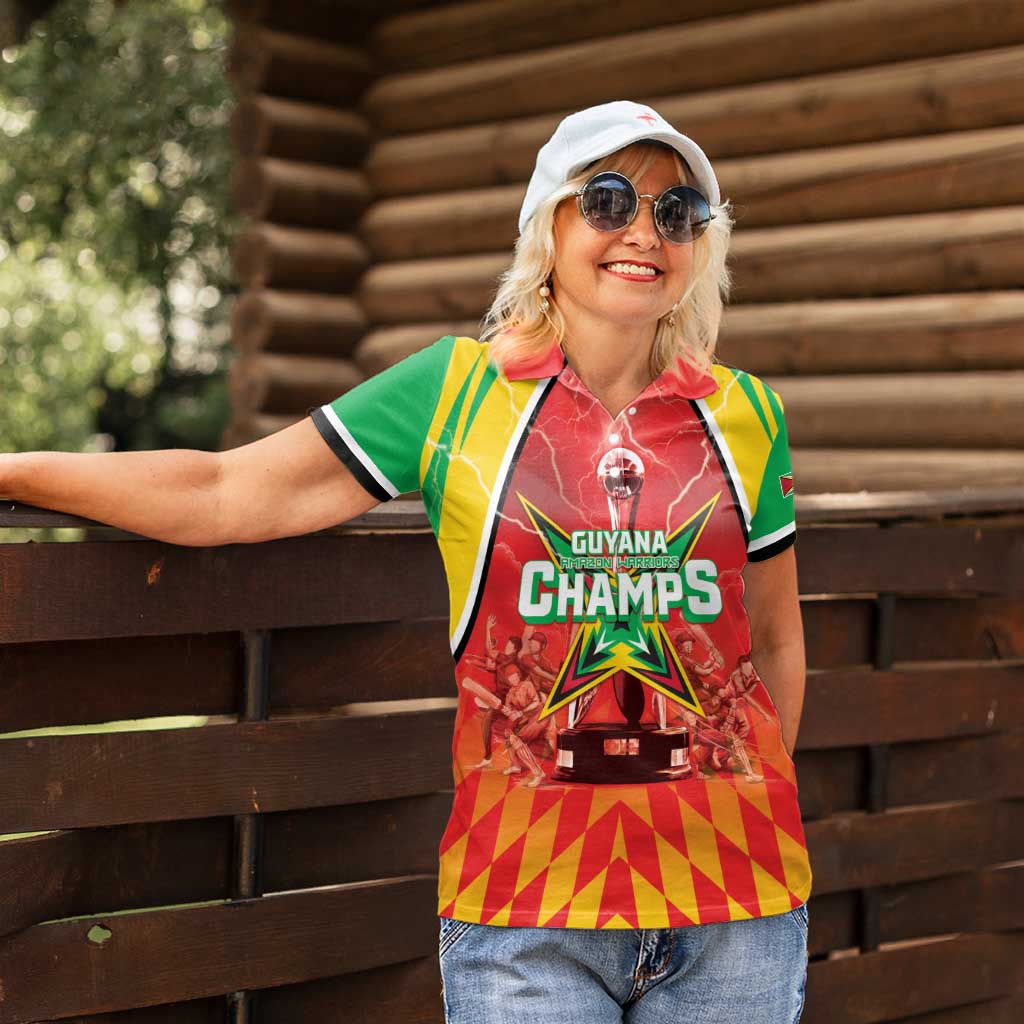 Custom Guyana Cricket Women Polo Shirt Amazon Warriors Glorious Victory - Wonder Print Shop