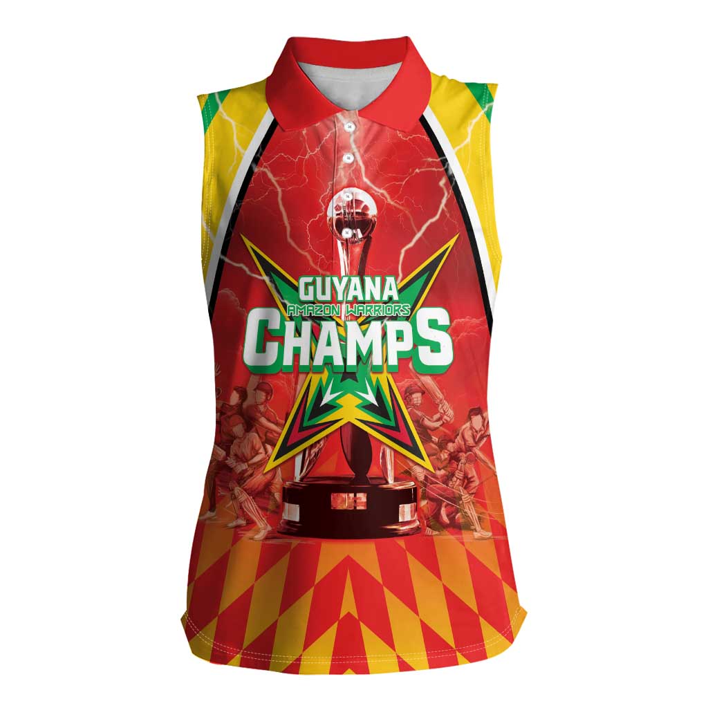 Custom Guyana Cricket Women Sleeveless Polo Shirt Amazon Warriors Glorious Victory - Wonder Print Shop