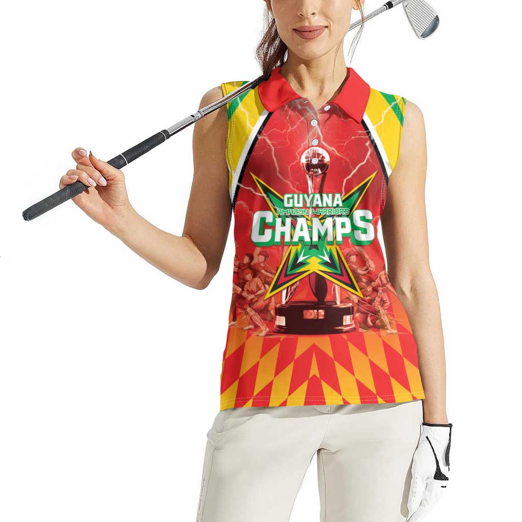 Custom Guyana Cricket Women Sleeveless Polo Shirt Amazon Warriors Glorious Victory - Wonder Print Shop