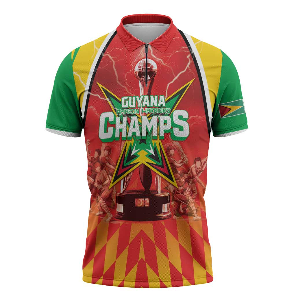 Custom Guyana Cricket Zipper Polo Shirt Amazon Warriors Glorious Victory - Wonder Print Shop