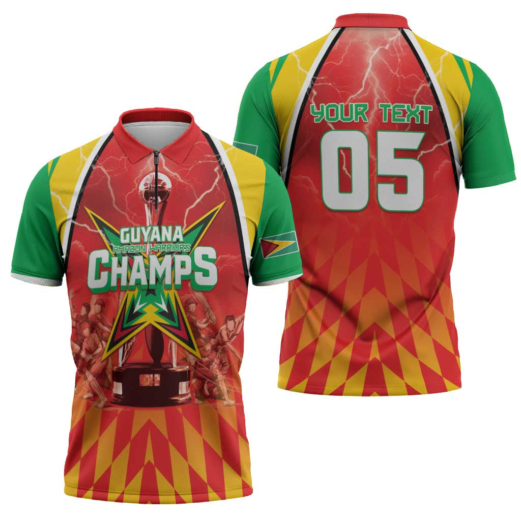 Custom Guyana Cricket Zipper Polo Shirt Amazon Warriors Glorious Victory - Wonder Print Shop