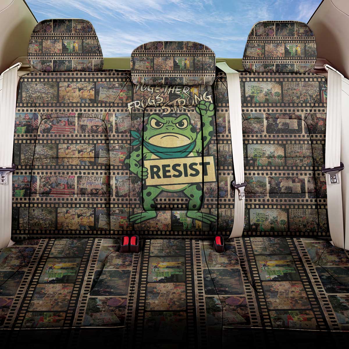 Resist Frog Back Car Seat Cover Protest Free Portland LT05