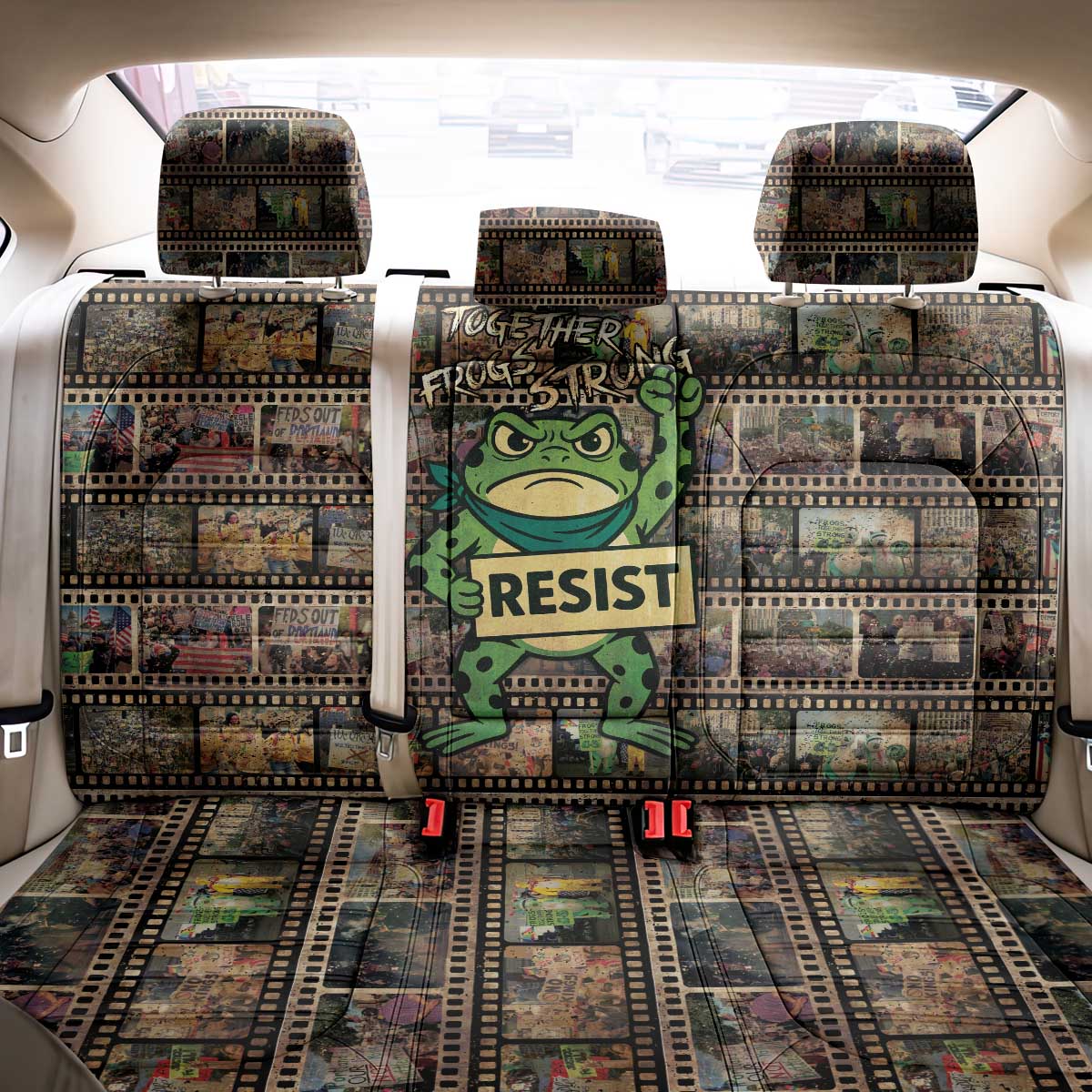 Resist Frog Back Car Seat Cover Protest Free Portland LT05