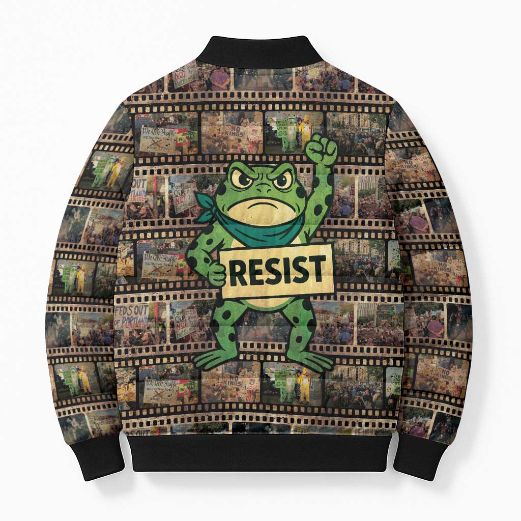 Resist Frog Bomber Puffer Jacket Protest Free Portland LT05