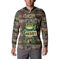 Resist Frog Button Sweatshirt Protest Free Portland LT05