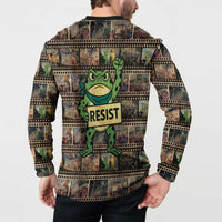 Resist Frog Button Sweatshirt Protest Free Portland LT05