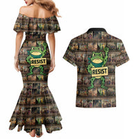Resist Frog Couples Matching Mermaid Dress and Hawaiian Shirt Protest Free Portland LT05