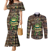 Resist Frog Couples Matching Mermaid Dress and Long Sleeve Button Shirt Protest Free Portland LT05