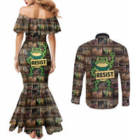 Resist Frog Couples Matching Mermaid Dress and Long Sleeve Button Shirt Protest Free Portland LT05