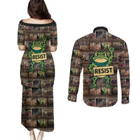 Resist Frog Couples Matching Puletasi and Long Sleeve Button Shirt Protest Free Portland LT05