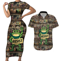 Resist Frog Couples Matching Short Sleeve Bodycon Dress and Hawaiian Shirt Protest Free Portland LT05