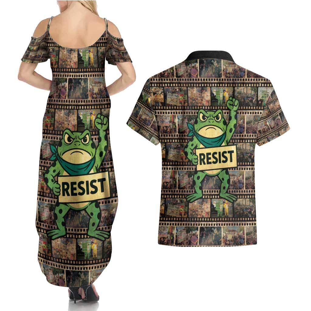 Resist Frog Couples Matching Summer Maxi Dress and Hawaiian Shirt Protest Free Portland LT05