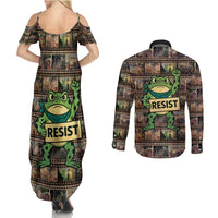 Resist Frog Couples Matching Summer Maxi Dress and Long Sleeve Button Shirt Protest Free Portland LT05