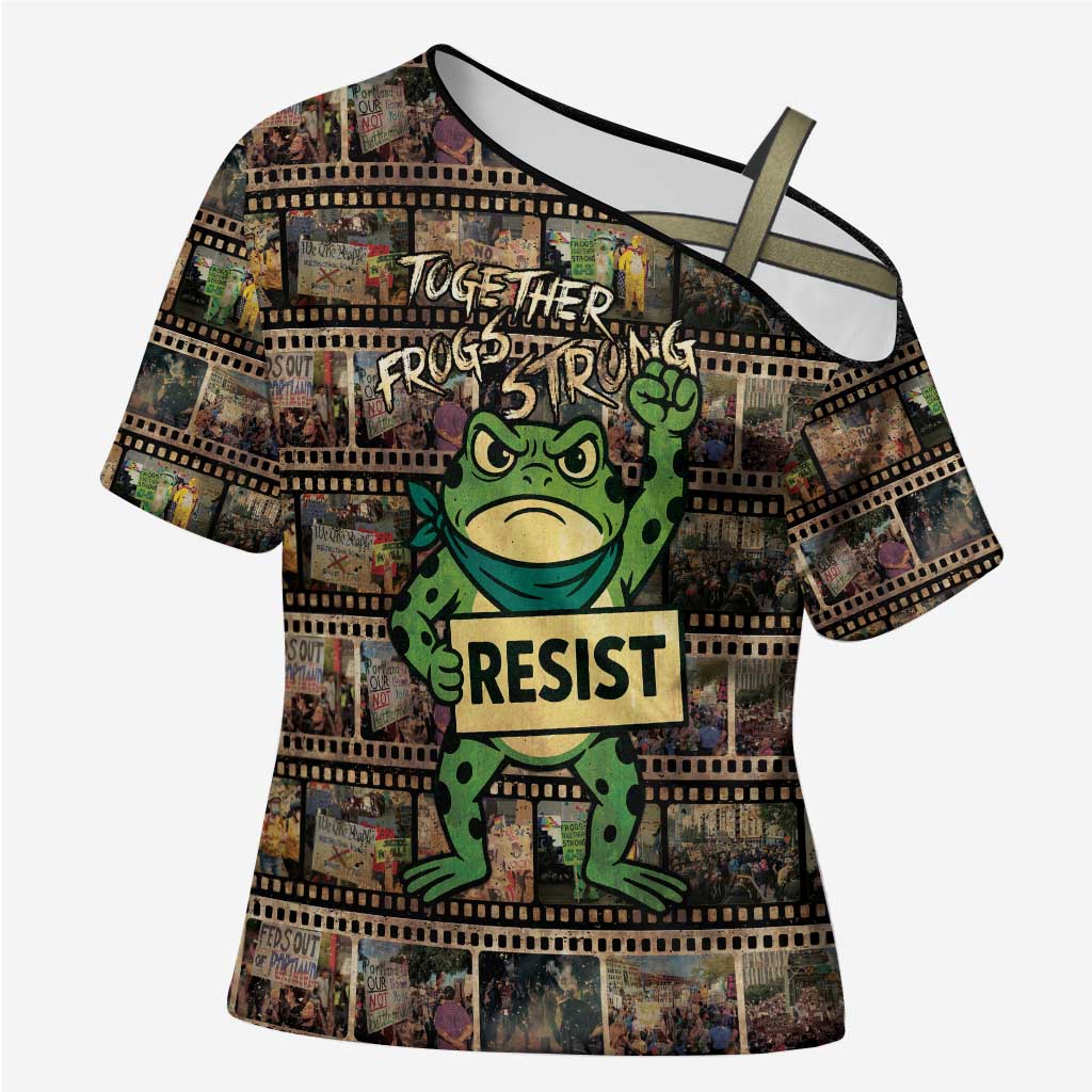 Resist Frog Cross Shoulder Shirt Protest Free Portland LT05