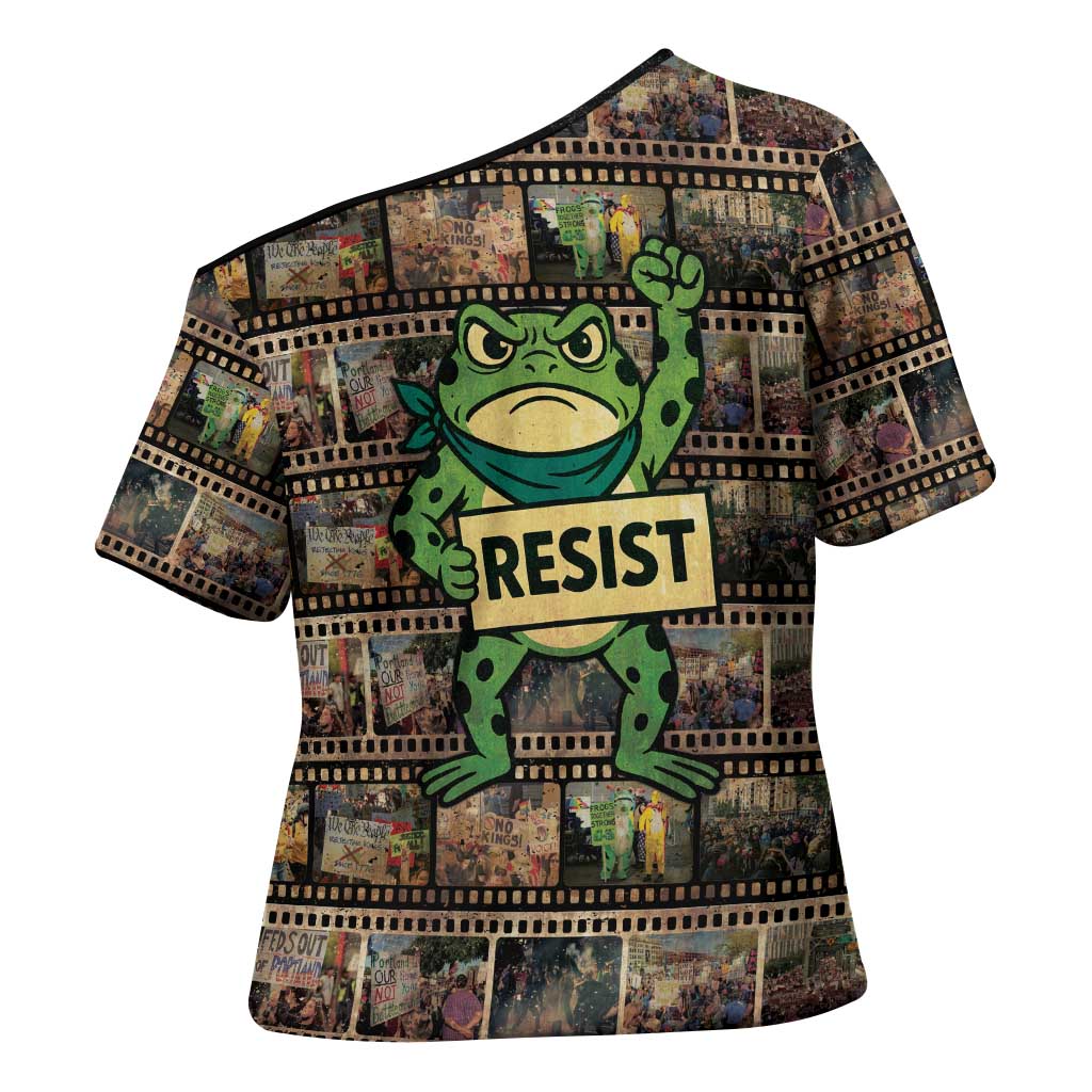 Resist Frog Cross Shoulder Shirt Protest Free Portland LT05